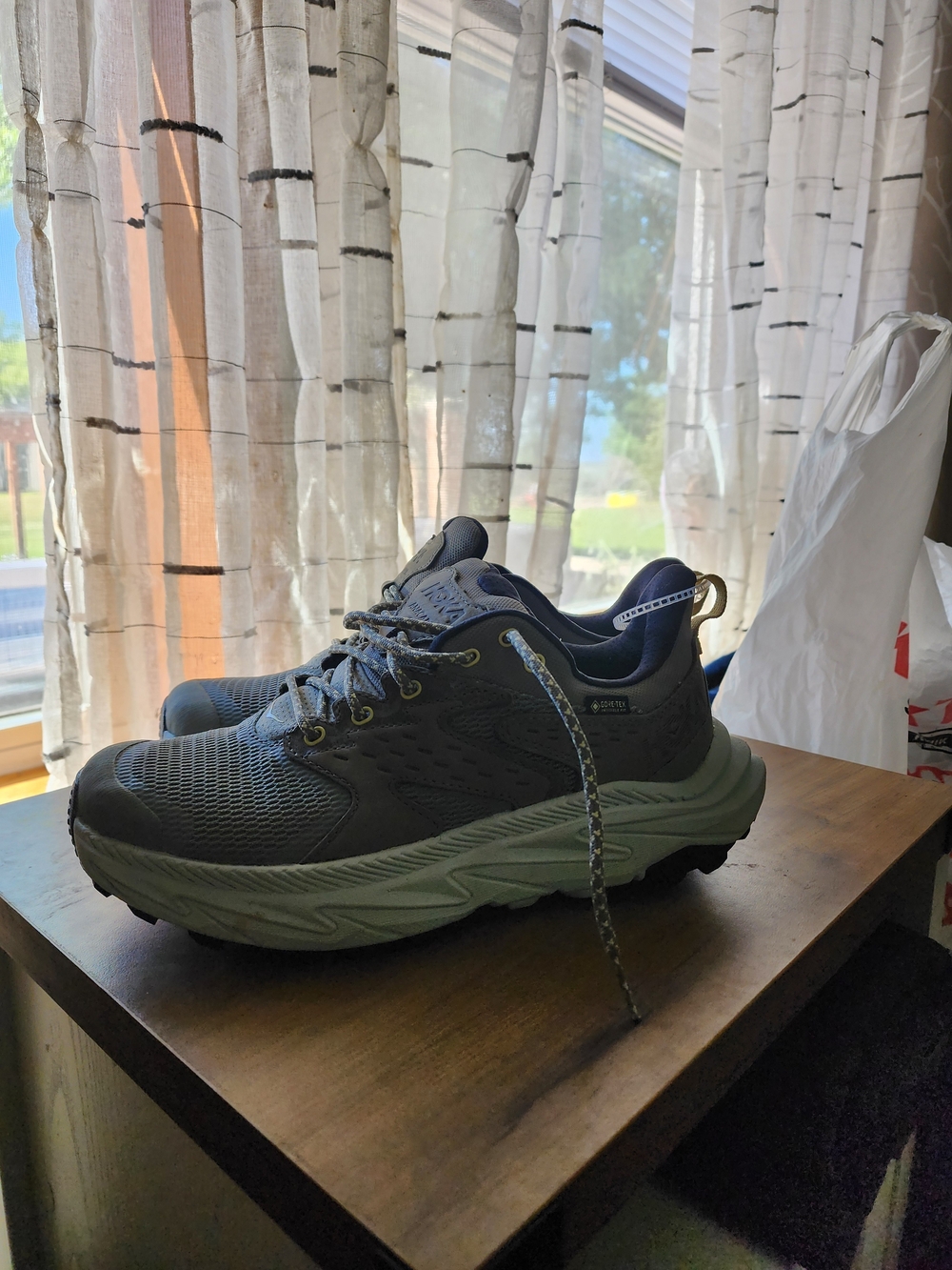 Hoka Men's Trail Shoes - Charcoal Gray with Olive Midsole